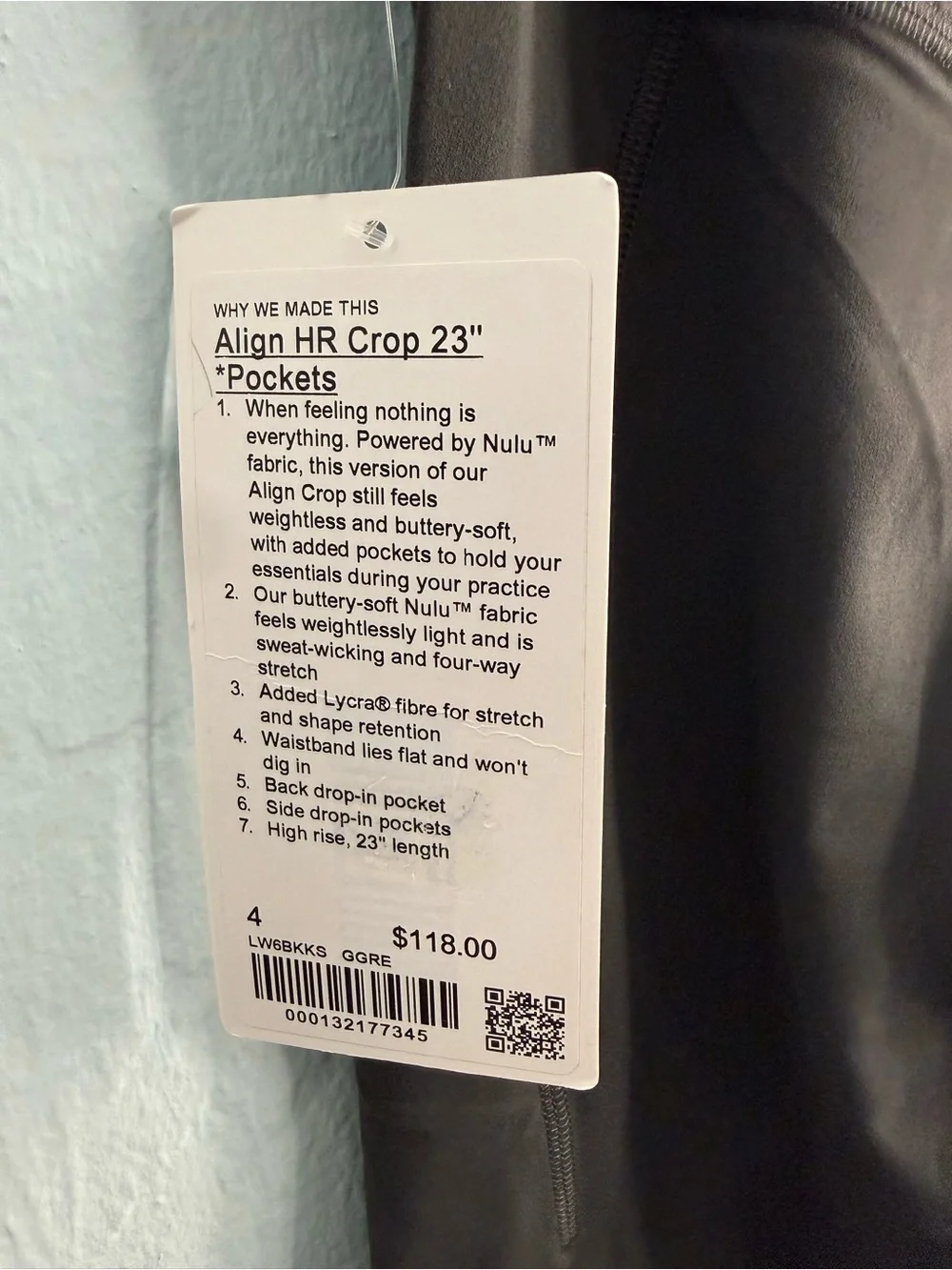 Lululemon Align High-Rise Pant with Pockets 23”/Color Graphite Grey